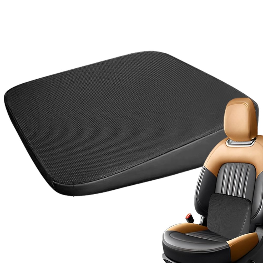 Car Booster Seat Cushion, Wedge Car Seat Cushion, Nappa Leather Portable Car Seat Pad, Ergonomic Sloping Seat Cushion Skin Friendly Short People Driver Seat Booster for Wheelchair Car Seat Dining Chai