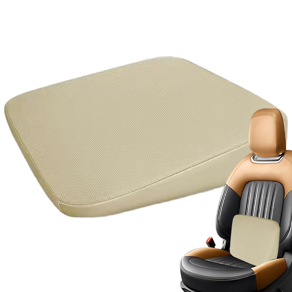 Car Booster Seat Cushion, Wedge Car Seat Cushion, Nappa Leather Portable Car Seat Pad, Ergonomic Sloping Seat Cushion Skin Friendly Short People Driver Seat Booster for Wheelchair Car Seat Dining Chai