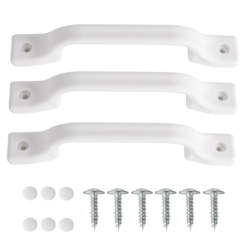 TonGass (3 Pack, White All Weather Plastic Grab Handle for RV, Trailer, Camper, Cargo Trailer, Boat, Home, House Door Use, Outdoor RV Camper Entry Door Assist Handle Replacement