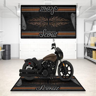 wibeart MPM Motorcycle Mat for Scout Rogue Sixty Washable Non-Slip Oil & Water Resistant Parking Pitmat for Garage, Showroom, Workshop Us | Bronze Pearl Metallic - Size 1 : 86.6 x 39.4/220 x 100 cm