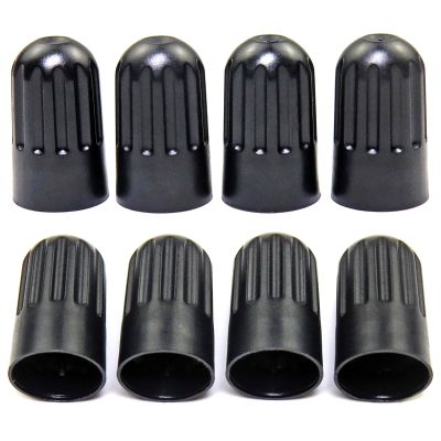 8 Pack Black Plastic Tire Valve Stem Caps Universal Long Air Valve Covers with Rubber Seal for TPMS and TR20008 Rubber Valves Dustproof Airtight Seal