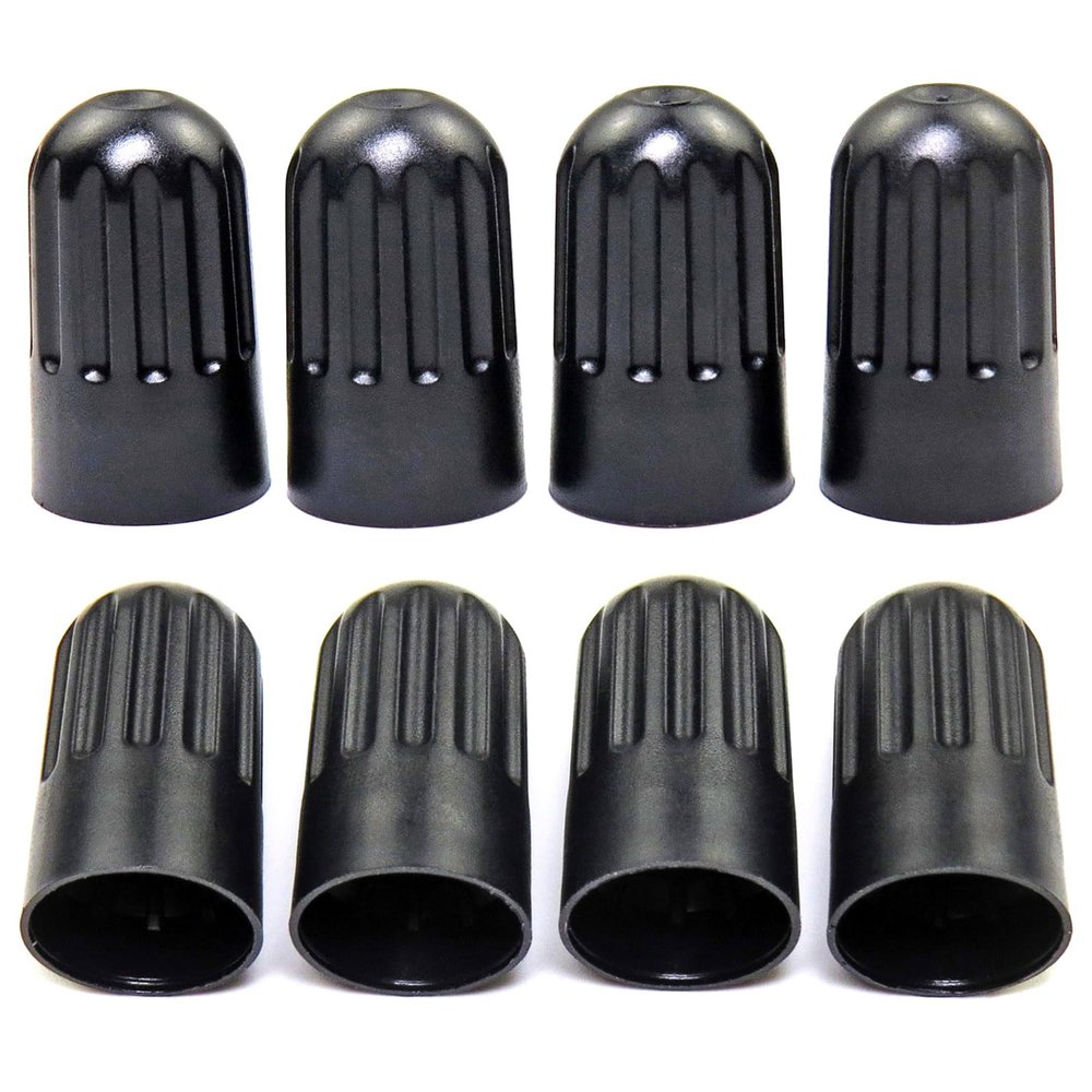 8 Pack Black Plastic Tire Valve Stem Caps Universal Long Air Valve Covers with Rubber Seal for TPMS and TR20008 Rubber Valves Dustproof Airtight Seal