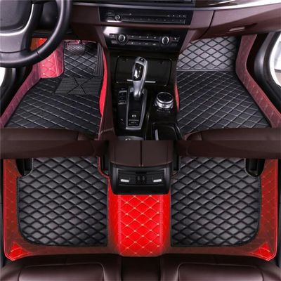 ATMASAD Custom Car Floor Mats Compatible with Honda Accord 2003-2024,All-Weather Protection Luxury Leather Car Mats,Full Sets (Black + red Rice)