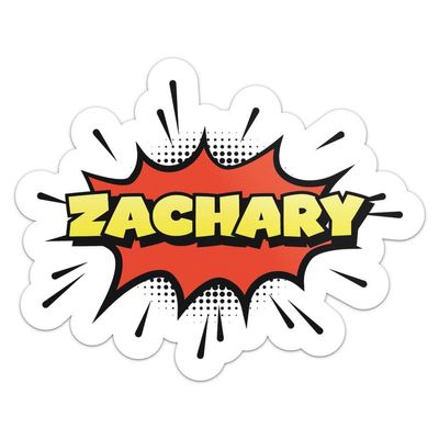 Comic Book Zachary Name Sticker - Waterproof Vinyl Decal for Car Bumper, Laptop, Water Bottle, Wall, and Window, Size - 3'' Longer Side