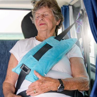 SILIKAN Comfort Cushion Mastectomy Post-Surgery Pillow Pad to Help Prevent Seatbelt Pressure, Road Trip Relief After Hysterectomy, Pacemaker Chemo Port Surgery Chest Aqua Blue Color