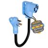 Elecan 30 Amp to 50 Amp RV Adapter Cord 1 Ft, NEMA TT-30P to 14-50R Power Converter Plug for RV Camper Trailer Outdoor, STW 10/3 AWG 125V 3750W,Handle Grip,Tight Fit,ETL-Blue-12 Inch view 1