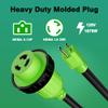 RV Adapter Plug 30 Amp to 15 Amp 110 Volt Cord with Locking Connector, 15A Male to 30A Female Dogbone RV Trailer Camper, NEMA 5-15P to L5-30R, STW, 10AWG, Heavy Duty Electrical Power, 12in, 1ft, Green view 2