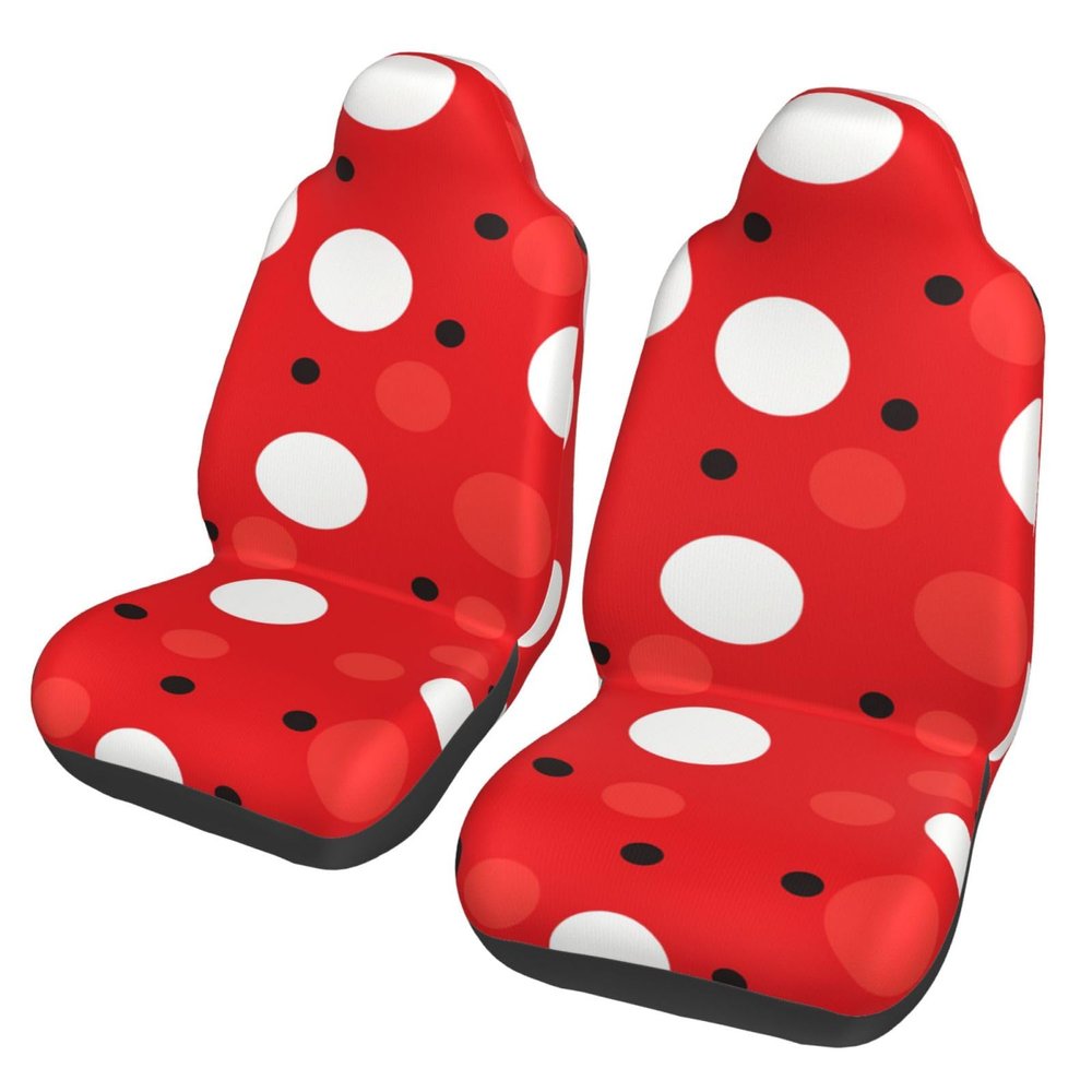 Dwrepo red White Polka dot Print Car Seat Covers Washable Car Front Seat Covers Set of 2 Universal Auto Front Seats Protector Interior Covers Fits for Car Auto Accessories