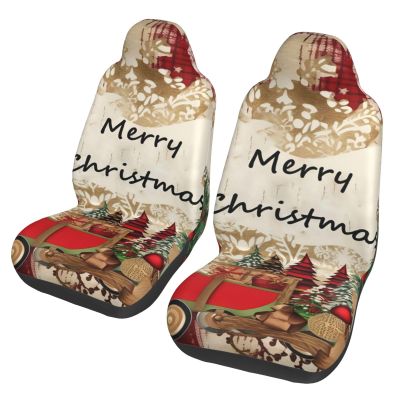 Dwrepo Merry Christmas Print Car Seat Covers Washable Car Front Seat Covers Set of 2 Universal Auto Front Seats Protector Interior Covers Fits for Car Auto Accessories