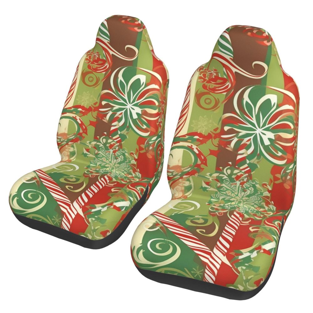 Dwrepo Merry Christmas Print Car Seat Covers Washable Car Front Seat Covers Set of 2 Universal Auto Front Seats Protector Interior Covers Fits for Car Auto Accessories