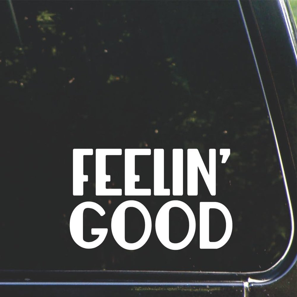 Feelin' Good - for Cars Funny Car Vinyl Bumper Sticker Window Decal |White | 7.5" Inch