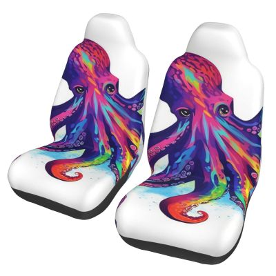 Dwrepo Colorful Octopus Print Car Seat Covers Washable Car Front Seat Covers Set of 2 Universal Auto Front Seats Protector Interior Covers Fits for Car Auto Accessories