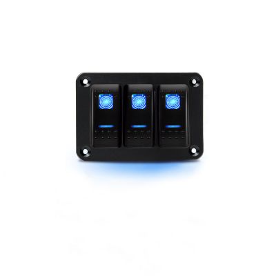 MIIGII 3 Gang Rocker Switch Panel with 5 Pin On Off Toggle Switch 12V/ 20A 10A/ 24V, Waterproof Aluminum Switche Bracket for Car Truck Marine Boat RV