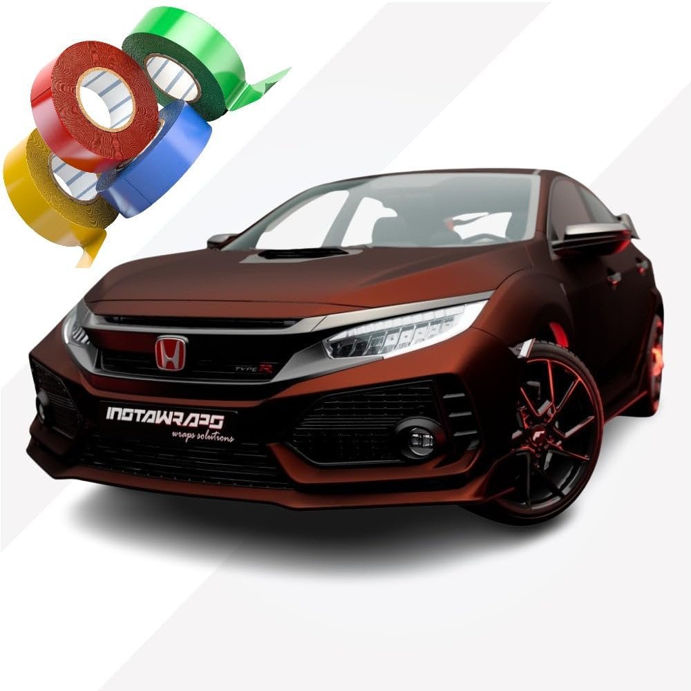 KPMF Chrome Delete Tape Stripe | Vinyl Film Car Wrap Custom Stripes | Matte Mythos Red | K75801 | 2.5" x 25ft | Instawraps Heat Resistance Pro Wrapping Glove - Included