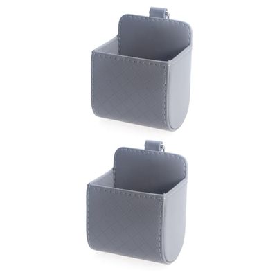FAVOMOTO 2pcs Car Vent Storage Organizer Case Leather Cellphone Holder for Auto Grey Compact Design for Easy Installation for Phones Pens and More