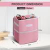 Healsmart 2 Gallon Car Trash Can Lid and Storage Pockets, Leak-Proof Collapsible and Portable Organizer, Multipurpose Garbage Bin with Adjustable Straps, Pink view 2