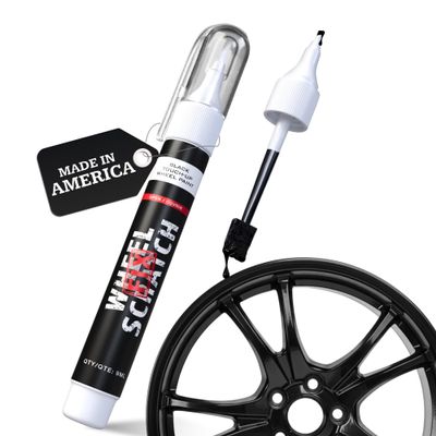 Wheel Scratch Fix Gloss Black Magic Car Scratch Remover Pen - Alloy Wheel Touch Up Paint Pen for Cars, Curb Rash Removal with Fast-Drying & Long-Lasting OEM Finish, Vehicles Rim Repair Paint for Chip (Universal Gloss Black Wheel Paint (Pen Only))