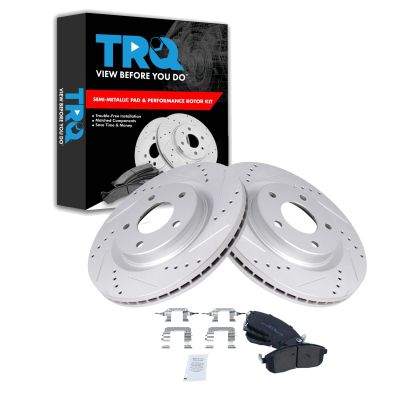 TRQ Performance Front Brake Pad and Rotor Set Semi Metallic Coated Rotors
