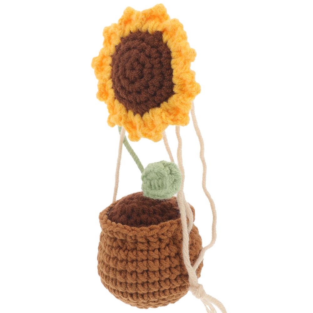 Xmas Knit Sunflower Hanging Ornament for Car Rearview Mirror