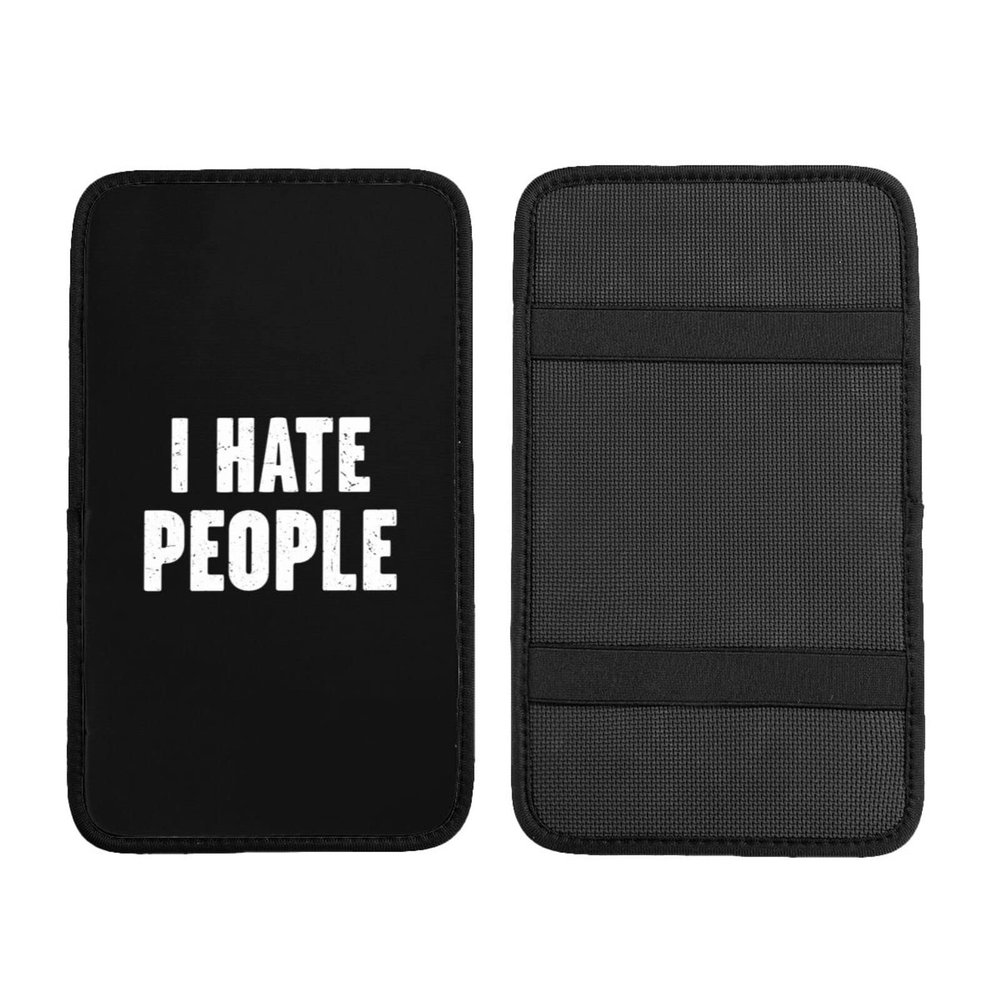 YOITS I Hate People Car Center Console Armrest Cover Universal Soft Car Seat Armrest Box Cushion Interior Decoration
