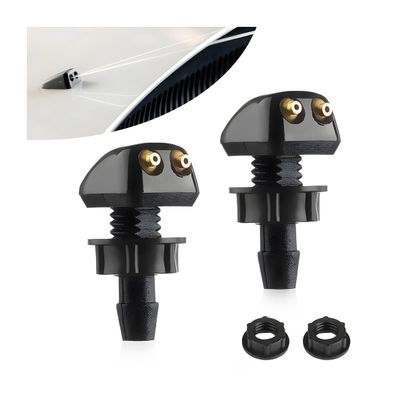 Karlass Car Front Windshield Washer Nozzle, Front Windshield Wiper Nozzle Spray Sub Assembly, Automotive Replacement Durable Adjustable Spray Jet Kit 2Pcs Car Wiper Washer Sprayer