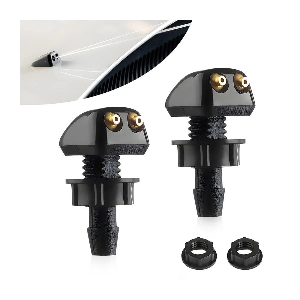 Karlass Car Front Windshield Washer Nozzle, Front Windshield Wiper Nozzle Spray Sub Assembly, Automotive Replacement Durable Adjustable Spray Jet Kit 2Pcs Car Wiper Washer Sprayer