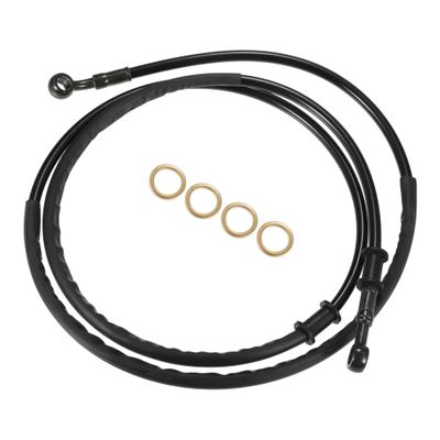X AUTOHAUX 165cm 64.96" Motorcycle Braided Brake Clutch Oil Hoses Line Pipe Clutch Throttle Gas Line Fuel Pipe Black for ATV Dirt Bike