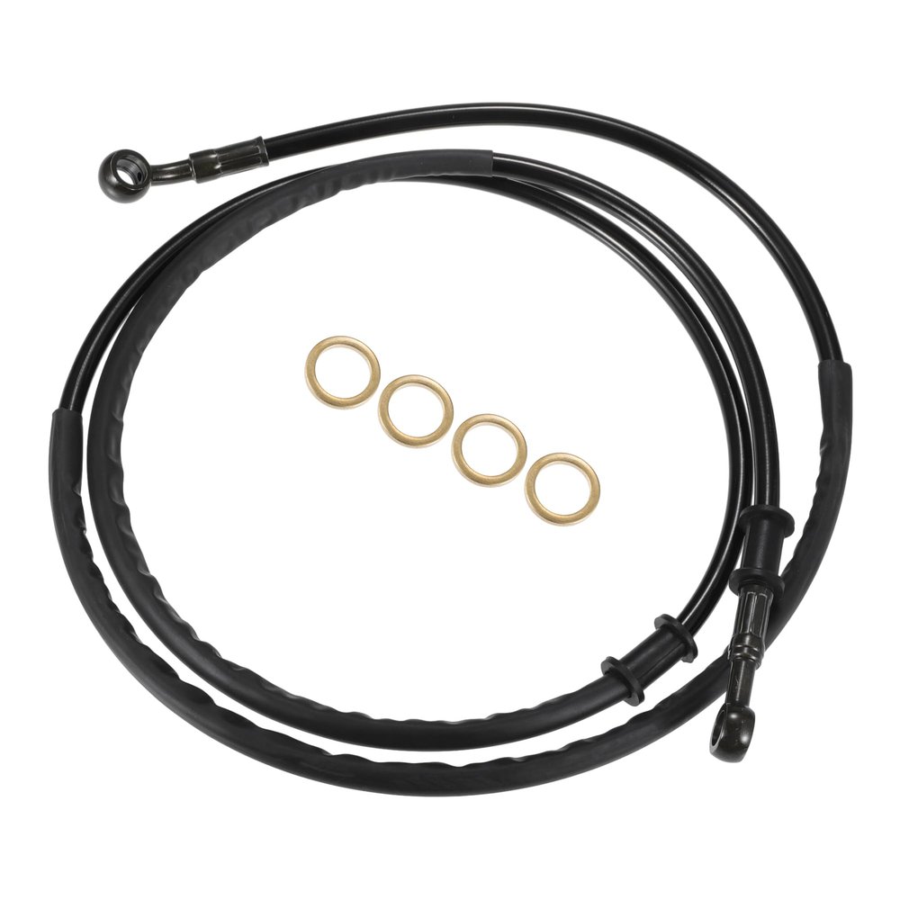 X AUTOHAUX 165cm 64.96" Motorcycle Braided Brake Clutch Oil Hoses Line Pipe Clutch Throttle Gas Line Fuel Pipe Black for ATV Dirt Bike