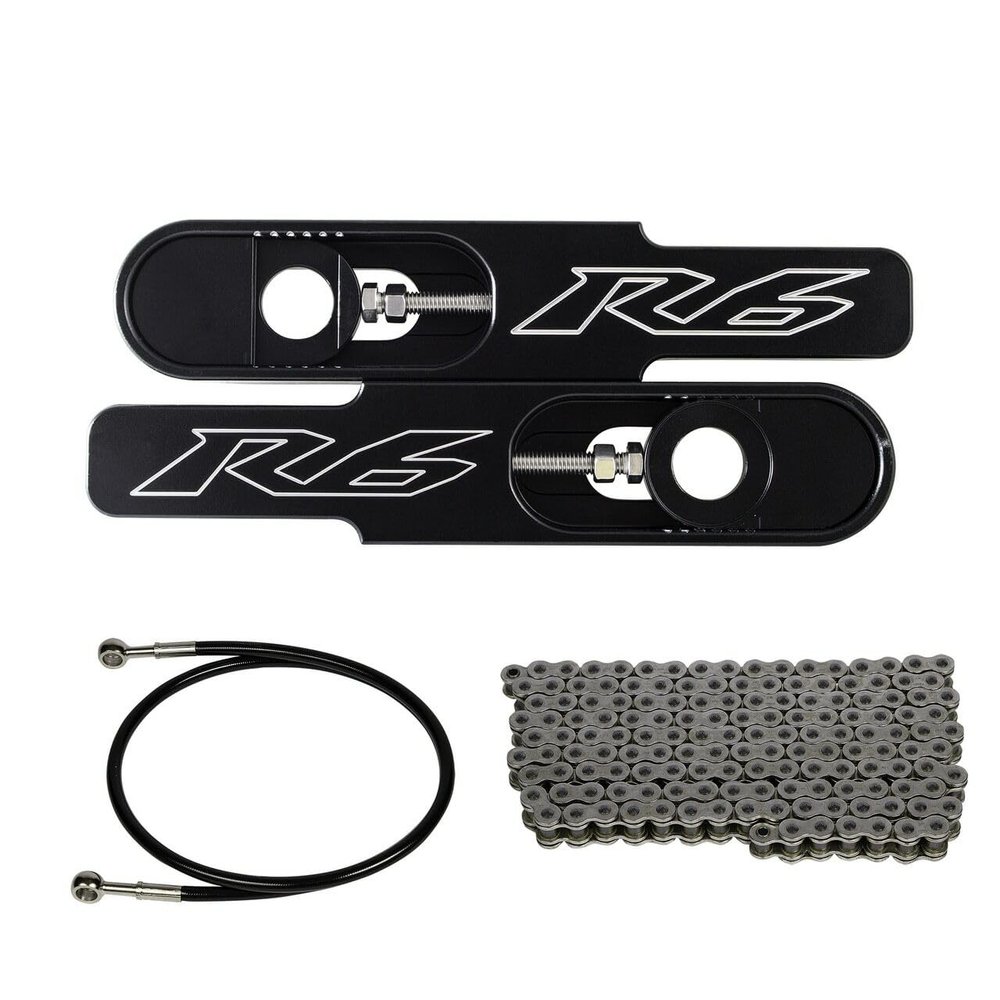 FTD Customs 2006-2009 Swingarm Extensions Black Engraved - Made in USA (Extensions, Chain, and Brake Line)