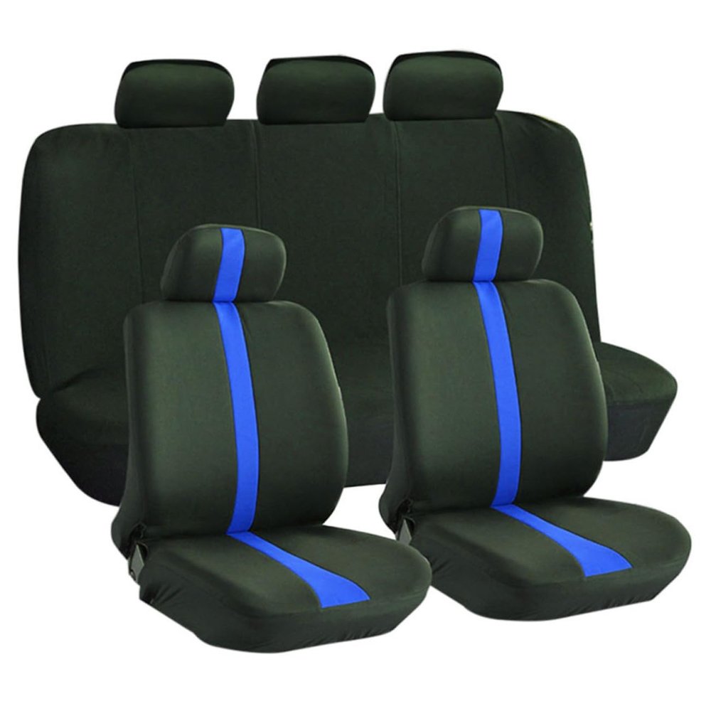 GRIRIW 9pcs Auto Seat Cover Set Car Interior Styling Protector Blue Breathable Dirt-Resistant Full Seat Covers for Cars Easy to Clean and Comfortable for Seasons