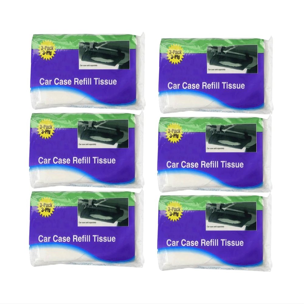 Car Case Visor Refill 3 Ply Tissue Wipes 18Refills (6 Bags)