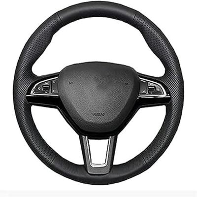 DIY Artificial Leather Steering Wheel Cover Hand-Stitched,for Rapid for Spaceback 2016,Black Leather Car Steering Wheel Cover