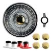 British Wire Wheel 13x7 Reverse 100 Spoke Straight Lace Wire Wheels w/ 8-Sided Hex Gold Knock Off Spinner Caps + Adapters 5x100, 5x4.25, 5x4.5 | Chrome Deep Dish Lowrider Rims | Set of 4 + Hex Wrench view 1