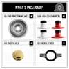 British Wire Wheel 13x7 Reverse 100 Spoke Straight Lace Wire Wheels w/ 8-Sided Hex Gold Knock Off Spinner Caps + Adapters 5x100, 5x4.25, 5x4.5 | Chrome Deep Dish Lowrider Rims | Set of 4 + Hex Wrench view 2