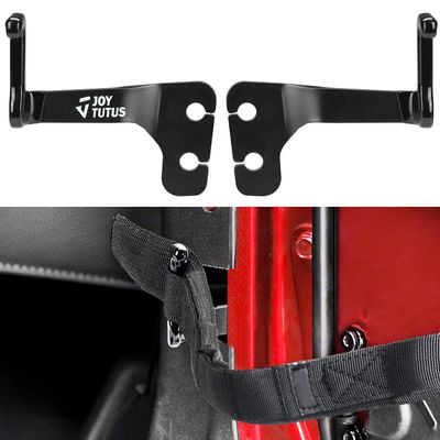 JOYTUTUS Rear Door Limiting Straps Extension Bracket Compatible with 2007-2018 Wrangler JK 4 Door, Heavy Duty Door Strap Extension Brackets with Rubber Sleeve Protective Design