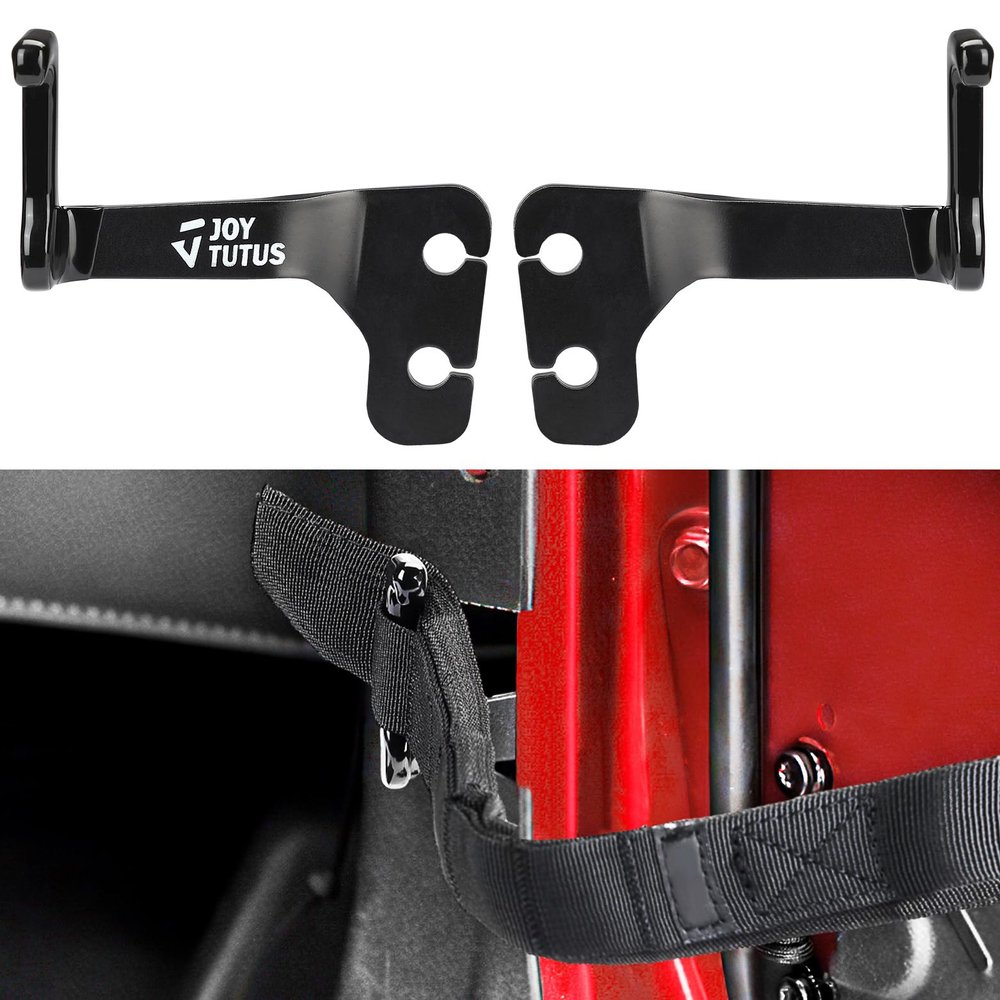 JOYTUTUS Rear Door Limiting Straps Extension Bracket Compatible with 2007-2018 Wrangler JK 4 Door, Heavy Duty Door Strap Extension Brackets with Rubber Sleeve Protective Design