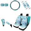 AFPANQZ 11 Pieces Car Accessories Set Sea Turtle Car Seat Covers Full Set with Hand Brake Cover + Gear Shift Knob Cover + Seat Belt Pads + Car Coaster + Steering Wheel Cover Blue Interior Decor view 1