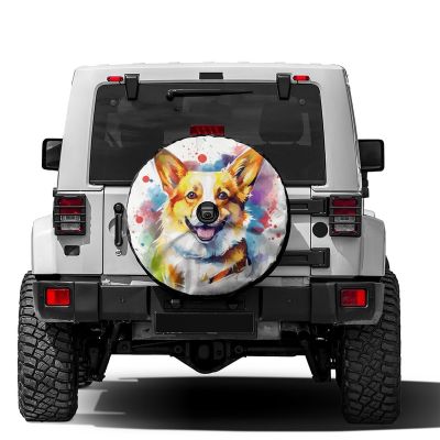 Delerain Spare Tire Cover with Backup Camera Hole Colorful Corgi Wheel Covers Waterproof Dust-Proof UV Sun Universal Fit for Trailer RV SUV Truck (17 Inch for Diameter 31"-33")