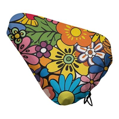 Colorful Flowers Bike Seat Cover Waterproof and Dustproof Adjustable Soft Saddle Cushion Covers