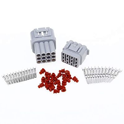 elpart 1 Set 12 Pin Way Sealed Electrical Wire Connector Plug Waterproof 2.2mm to 2.5mm for Auto Car #elPart2328887