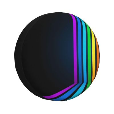 Rainbow Lines Spare Tire Cover Tough Tire Wheel Soft Cover Waterproof Weatherproof Tire Protectors Universal Fit for RV SUV Truck Motorhome Camper Travel Trailer 14" 15" 16" 17"