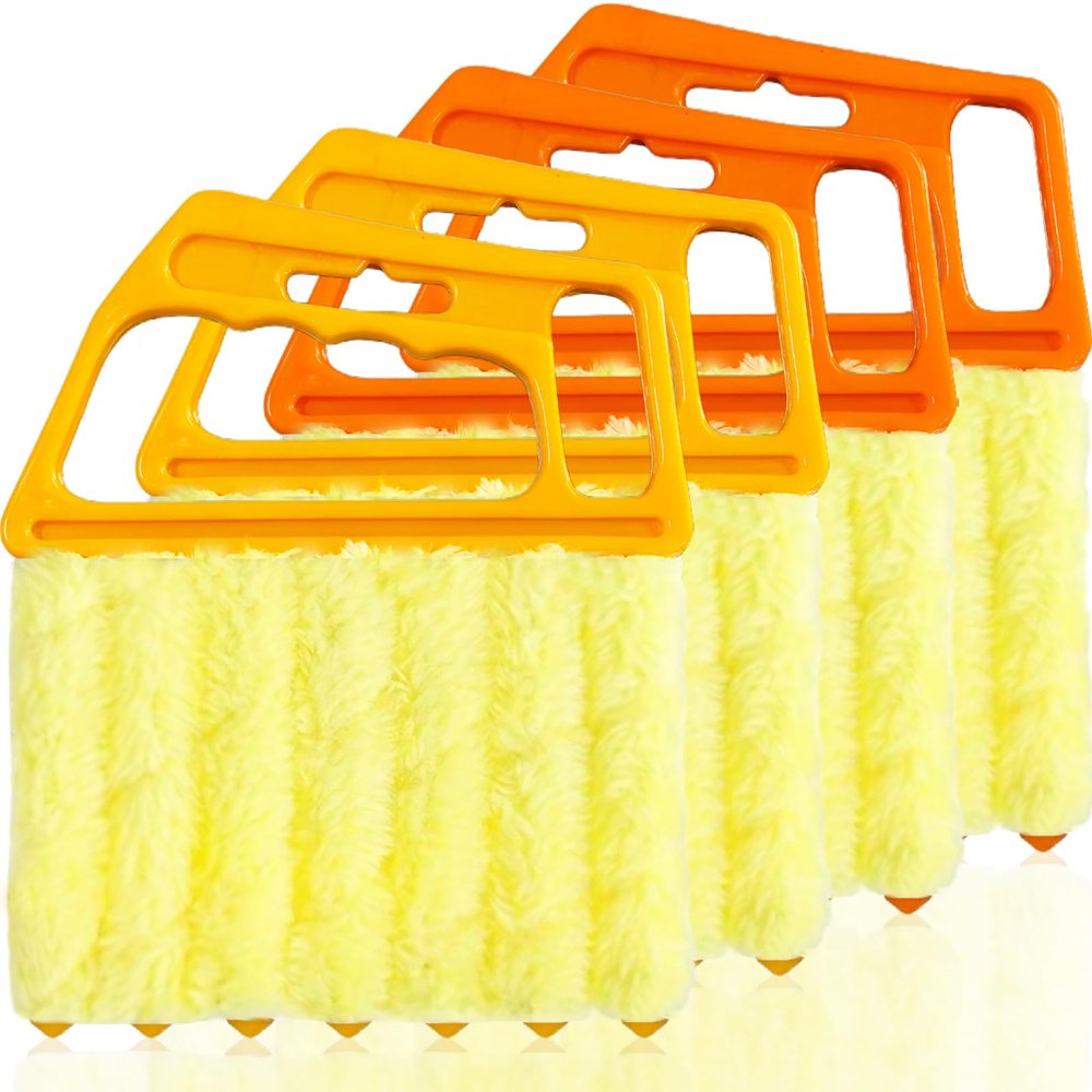 AOCEAN 4 Pcs Blind Cleaner Duster Tool, 7-Finger Dusting Cleaner Tool for Window & Air Vent, Washable Handheld Microfiber Duster Brush for Blinds Dust Dirt