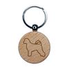 Portuguese Water Dog Outline Engraved Wood Round Keychain Tag Charm view 1