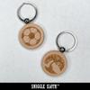 Portuguese Water Dog Outline Engraved Wood Round Keychain Tag Charm view 3