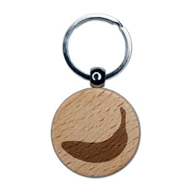 Sniggle Sloth Banana Fruit Engraved Wood Round Keychain Tag Charm