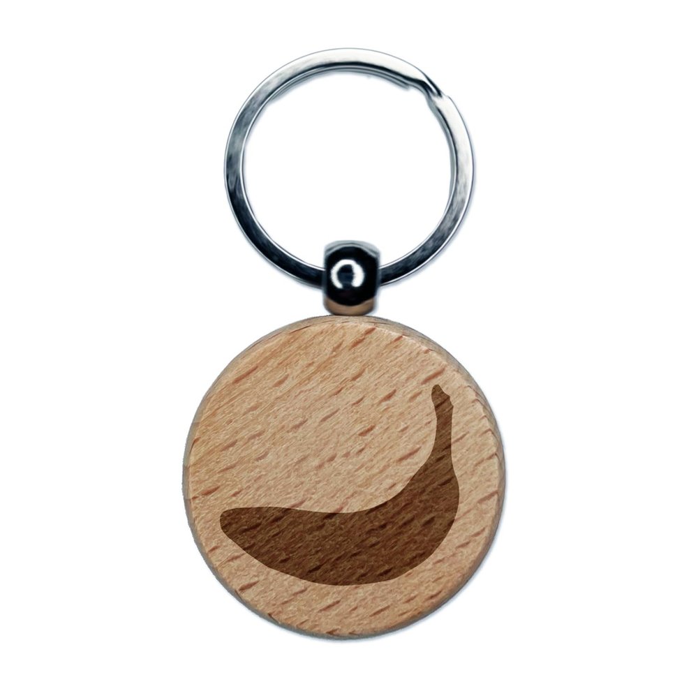 Sniggle Sloth Banana Fruit Engraved Wood Round Keychain Tag Charm