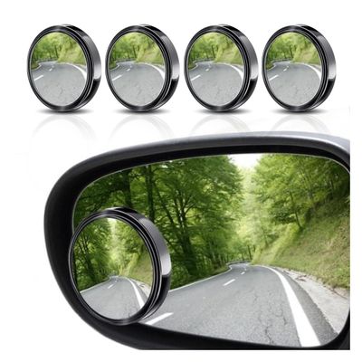 GLSOWEE 4PCS Car Blind Spot Mirrors, Adjustable HD Glass Auto Side Rear View Mirrors Round Wide View Angle Mirror, Car Rear View Convex Accessories with Frame for Car, Truck, SUV (Black)