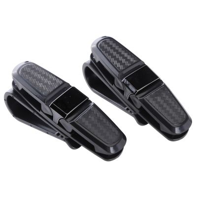 Aublinto Eyeglass Clip, 2 Pieces 9.5cmx2.5cmx4.5cm Glasses Holders for Car Sun Visor with Two 180 Rotatable Clips, Sunglasses Eyeglasses Mount,Car Visor Accessories (Black)
