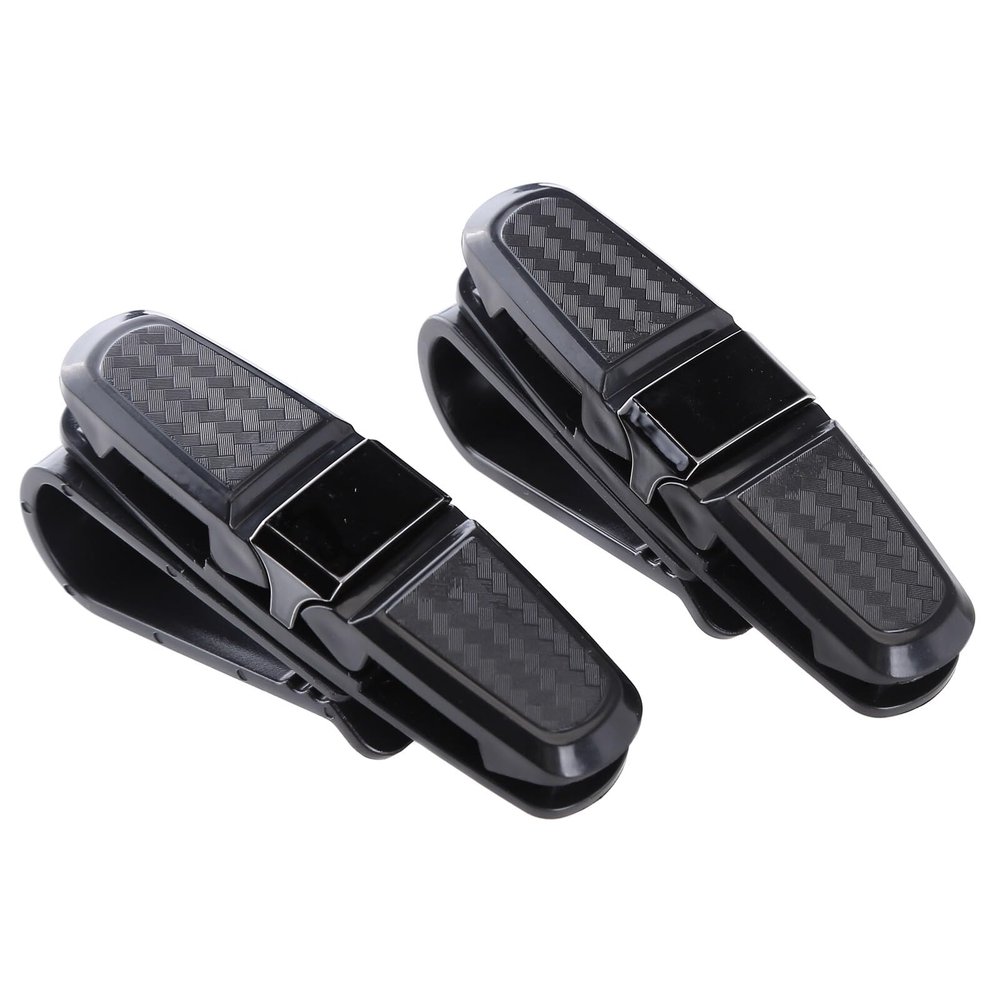 Aublinto Eyeglass Clip, 2 Pieces 9.5cmx2.5cmx4.5cm Glasses Holders for Car Sun Visor with Two 180 Rotatable Clips, Sunglasses Eyeglasses Mount,Car Visor Accessories (Black)