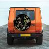 Leaves Flowers Spare Tire Cover Watercolor Black Background Wheel Covers for RV Tires Camper Tire Case Protectors for Trailer Rv SUV Truck Travel Trailer 15 in view 2